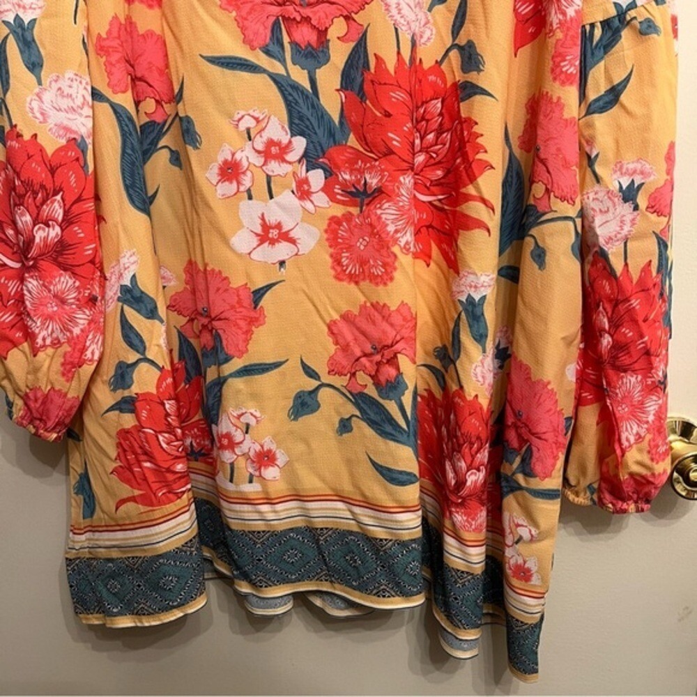 Umgee Women's 2XL Pink Yellow Blue Long Sleeved Summer Dress - Picture 2 of 8